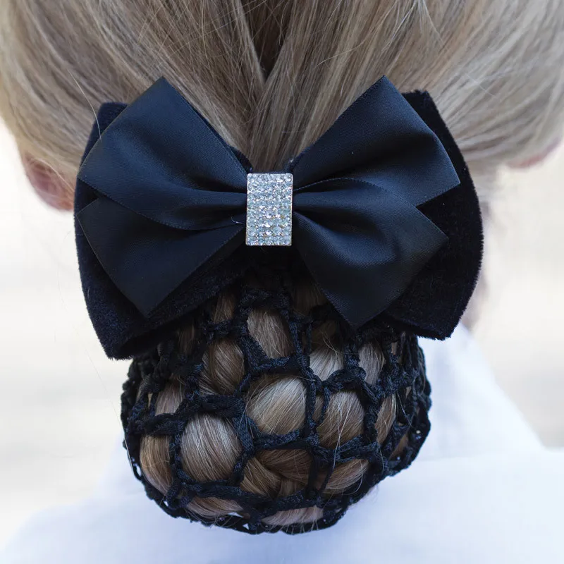 Equetech Velvet Crystal Bow and Net in Navy